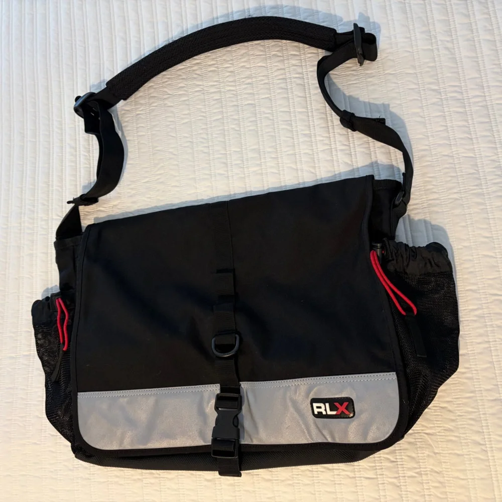 Black and Gray Messenger Bag for Men
